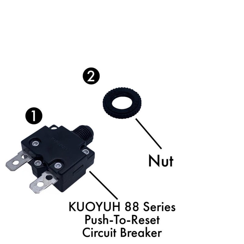 KQEC KUOYUH Circuit Breaker Thermal Overload 88 Series 3-17A Quick Connect Terminals 32VDC 125/250VAC 50/60Hz Push-to-Reset Button 2-Pack (14A) - Image 3